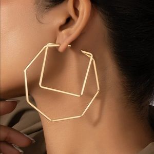 NWOT Geometric Design Layered Cuff Hoop Earrings